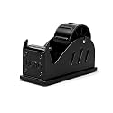 NEO CYSQO Duro Heavy Duty Metal Tape Dispenser | Desktop Packing Tape Holder for 0.5 to 2 Inch Tape Rolls | Non-Slip Base | Sharp Serrated Blade | Office, Warehouse & Packaging Use (Black/Red)