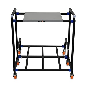 neostar 2-tier metal ups standtrolley for two batteries and inverter for home and office i load capacity 150 kg i double battery metal inverter trolleystand goldy with 2 inch wheels i