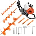 NEO-TEC 72CC Post Hole Digger Gas Powered Auger with 4", 6" 8" Bits & 3 Ext
