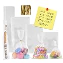 NEOACT 400 PCS Clear Flat Cellophane Treat Bags with 3x5,4x6,5x7,2x10,Treat Bags with Ties are Good for Pretzel Rods,Bakery, Cookies, Candies,Dessert.