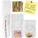 NEOACT 650 PCS Clear Flat Cellophane Treat Bags, 3x5,4x6,9.84x2 Cellophane Bags with Ties, Clear Gift Bags for Party Favors, Pretzel Rods, Bakery, Cookies, Candies, Dessert