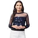 NEOAMBER Women Stylish Sleeveless Sequin Net Western