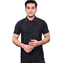 Men Black Solid Polo Collar T-Shirt Half
