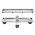 Neodrain 18" Brushed Linear Shower Drain,2-in-1 Flat&amp; Tile Insert Cover