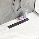 Neodrain 18" Shiny Black Linear Shower Drain,2-in-1 Flat&amp; Tile Insert Cover