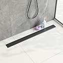 Neodrain 32" Shiny Black Linear Shower Drain,2-in-1 Flat&amp; Tile Insert Cover