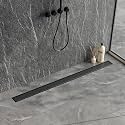 Neodrain 40" Matte Black Linear Shower Drain,2-in-1 Flat&amp; Tile Insert Cover