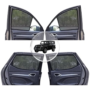 neodrift 39neoshade39 magnetic car sunshades for mahindra thar 2020-2026 set of 4 - front amp rear - zipper only on rear rowuv protection magnetic grip privacy amp heat control