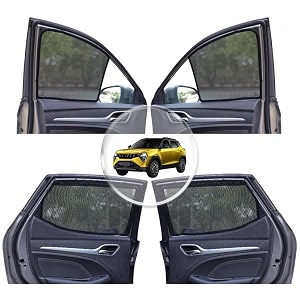 neodrift nylon magnetic car sunshades for mahindra xuv 300  3xo uv protection strong magnetic grip zipper design temperature control set of 4