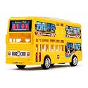 Friction Powered Double Decker Bus Toy for Kids Toddlers Boys Girls | Pull Back London Sightseeing Bus Vehicle Toy | Blue Big Plastic Bus Age 3+ | BIS Certified | Made in India | NeoKiddo (Yellow)