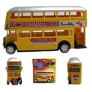 friction powered london double decker bus toy for kids toddlers boys girls  pull back city travel bus vehicle toy  durable plastic tours toy age 3  bis certified  neokiddo yellow