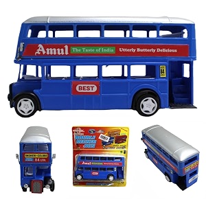 friction powered london double decker bus toy for kids toddlers boys girls  pull back city travel bus vehicle toy  durable plastic tours toy age 3  bis certified  neokiddo blue