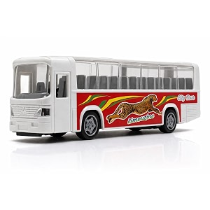 pull back school bus toy for kids toddlers boys girls  limousine travel bus vehicle toy with openable doors amp luggage boot  pull along model toy age 4  bis certified  neokiddo white