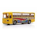 Pull Back School Bus Toy for Kids Toddlers Boys Girls | Limousine Travel Bus Vehicle Toy with Openable Doors &amp; Luggage Boot | Pull Along Model Toy Age 4+ | BIS Certified | NeoKiddo (Yellow)