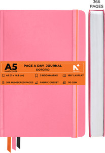 neorah 368 pages-110 gsm page a day dot grid notebook journal back pocket3 book mark a5 journal dotted 368 pages