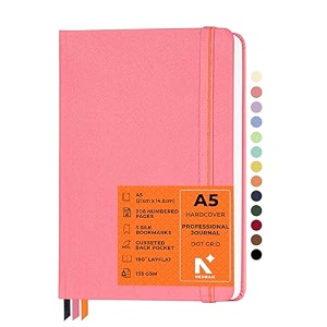 neorah  a5 ruled  208 pages - 135 gsm  pro series journal 210x148 mm - hardcover ruled notebook -includes back pocket book marks - completely handmade for journalingwritingnote taking - pink