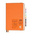 NEORAH - A5 Dot Grid PROFESSIONAL Journal -135 Gsm-(210x148 mm)-Hardcover Dotted Noteook-|Back Pocket|3 Silk Book Mark |208 Pages- Completely HANDMADE for journaling,writing,Note Taking - AFTERGLOW