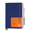 NEORAH - A5 Dot Grid PROFESSIONAL Journal -135 Gsm-( 210x148 mm)-Hardcover Dotted Noteook-|Back Pocket|3 Silk Book Mark |208 Pages- Completely HANDMADE for journaling,writing,Note Taking - SARGASSO BLUE