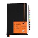 NEORAH - A5 Dot Grid PROFESSIONAL Journal -135 Gsm-(210x148 mm)-Hardcover Dotted Noteook-|Back Pocket|3 Silk Book Mark |208 Pages- Completely HANDMADE for journaling,writing,Note Taking - BLACK ONYX