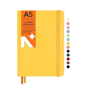 neorah  a5 squared classic notebook -110 gsm210x148mm -hardcover checked journal includes book marks backpocket sticker label - office notebook journal 160pagescompletely handmade after glow