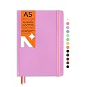 NEORAH — A5 Plain Classic Notebook -110 Gsm (210x148mm) -Hardcover Unruled Journal| Includes Book Marks | BackPocket |Sticker Label- Office Notebook Journal 160 Pages | Completely HANDMADE (LAVENDER)