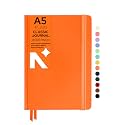 NEORAH — A5 Plain Classic Notebook -110 Gsm (210x148mm) -Hardcover Unruled Journal| Includes Book Marks | BackPocket |Sticker Label- Office Notebook Journal 160 Pages | Completely HANDMADE (ORANGE)