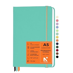 neorah  a5 ruled  208 pages - 135 gsm  pro series journal 210x148 mm - hardcover ruled notebook -includes back pocket book marks - completely handmade for journalingwritingnote taking- deep teal