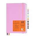 NEORAH - A5 Dot Grid PROFESSIONAL Journal -135 Gsm-(210x148 mm)-Hardcover Dotted Noteook-|Back Pocket|3 Silk Book Mark |208 Pages- Completely HANDMADE for journaling,writing,Note Taking - AFTERGLOW