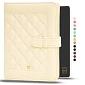 NEORAH —A5 Notebook SLEEVE with Quilted Loop +Dotgrid JOURNAL| Faux Leather Sleeve+ Penloop |2 Front 1 Back compartment |6 Card Slots |2 BookMarks | Gift Box-Fits any A5 Softcover Notebook– After Glow