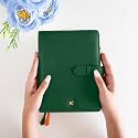 NEORAH– A5Cover[SLEEVE ONLY]with Loop Closure |FAUX LEATHER Sleeve |Travel Journal |Diary Holder with Pen Loop|2Front&amp;1Back pocket|6Card Slots | Fits any A5soft cover Travellers Organiser -DARK GREEN