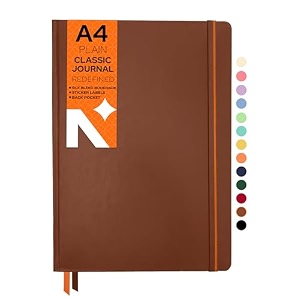 neorah  a5 ruled classic notebook -110 gsm 210x148mm -hardcover ruled journal includes book marks backpocket sticker label - office notebook journal 160pages  completely handmade brown