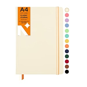 neorah  a5 squared classic notebook -110 gsm210x148mm -hardcover checked journal includes book marks backpocket sticker label - office notebook journal 160pagescompletely handmade after glow