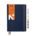 NEORAH — A5 Squared Classic Notebook -110 Gsm(210x148mm) -Hardcover Checked Journal| Includes Book Marks| BackPocket |Sticker Label - Office Notebook Journal 160pages|Completely HANDMADE (DARK BLUE)