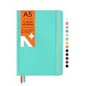 NEORAH —A5 Plain Classic Notebook-110 Gsm(210x148mm) Hardcover Unruled Journal| Includes Silk BookMark| BackPocket|Sticker Label |Journal Box- Office Notebook 160pages| Completely HANDMADE-TEAL