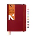 NEORAH — A5 Plain Classic Notebook -110 Gsm (210x148mm) -Hardcover Unruled Journal| Includes Book Marks | BackPocket |Sticker Label- Office Notebook Journal 160 Pages | Completely HANDMADE (RED)