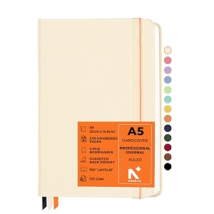 neorah  a5 ruled  208 pages - 135 gsmpro series journal 210x148 mm - hardcover ruled notebook includes back pocket book marks - completely handmade for journalingwritingnote taking - afterglow