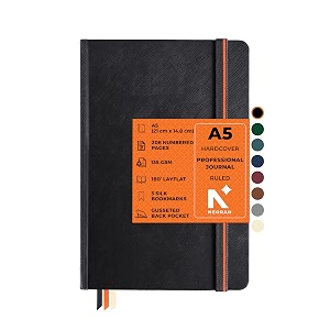 neorah  a5 ruled 208 pages - 135 gsmpro series journal 210x148 mm - hardcover ruled notebook -includes back pocket book marks - completely handmade for journalingwritingnote taking - black onyx