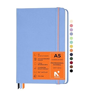 neorah - a5 dot grid professional journal -135 gsm- 210x148 mm-hardcover dotted noteook-back pocket3 silk book mark 208 pages- completely handmade for journalingwritingnote taking 
