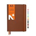 NEORAH — A5 Ruled Classic Notebook -110 Gsm (210x148mm) -Hardcover Ruled Journal| Includes Book Marks| BackPocket |Sticker Label - Office Notebook Journal 160pages | Completely HANDMADE (BROWN)