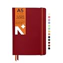 NEORAH — A5 Plain Classic Notebook -110 Gsm (210x148mm) -Hardcover Unruled Journal| Includes Book Marks | BackPocket |Sticker Label- Office Notebook Journal 160 Pages | Completely HANDMADE (RED)