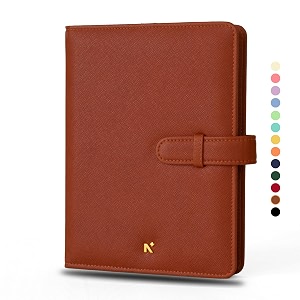 neorah  b6 cover  sleeve only  with loop closure handcrafted faux leather sleeve travel journal planner diary holder with pen loop 2 bookmarks 2front amp 1 back pocket  6 card slots - brown