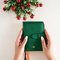 NEORAH – A6 Cover [ SLEEVE ONLY ] with Loop Closure | Handcrafted FAUX LEATHER Sleeve |Travel Journal Planner Diary Holder with Pen Loop |2 Bookmarks | 2Front &amp;1Back pocket | 4Card Slots - DARK GREEN