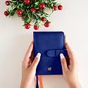 NEORAH – A6 Cover [ SLEEVE ONLY ] with Loop Closure | Handcrafted FAUX LEATHER Sleeve |Travel Journal Planner Diary Holder with Pen Loop |2 Bookmarks | 2Front &amp;1Back pocket | 4Card Slots - DARK BLUE