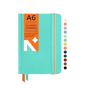 neorah  a5 squared classic notebook -110 gsm210x148mm -hardcover checked journal includes book marks backpocket sticker label - office notebook journal 160pagescompletely handmade after glow