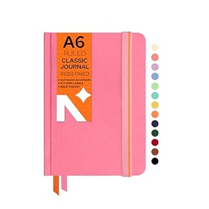 neorah  a5 squared classic notebook -110 gsm210x148mm -hardcover checked journal includes book marks backpocket sticker label - office notebook journal 160pagescompletely handmade after glow