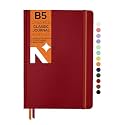 NEORAH - B5 Checked Notebook - Red Squared Journal - 160 Pages- 110 GSM- (250 x 175 mm) - 2026 Office Notebook, Hardcover - Completely Handmade, BUJO, Diary- RED