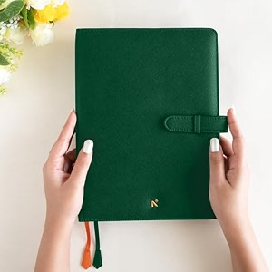 neorah a5coversleeve onlywith loop closure faux leather sleeve travel journal diary holder with pen loop2frontamp1back pocket6card slots  fits any a5soft cover travellers organiser -dark green