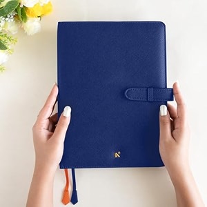 neorah  a6 cover  sleeve only  with loop closure  handcrafted faux leather sleeve travel journal planner diary holder with pen loop 2 bookmarks  2front amp1back pocket  4card slots - dark blue