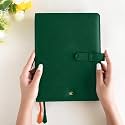 NEORAH– A5Cover[SLEEVE ONLY]with Loop Closure |FAUX LEATHER Sleeve |Travel Journal |Diary Holder with Pen Loop|2Front&amp;1Back pocket|6Card Slots | Fits any A5soft cover Travellers Organiser -DARK GREEN