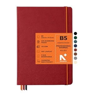 neorah - b5 dot grid professional journal -135 gsm- 250 x 175 mm-hardcover dotted notebook- back pocket3 silk book mark208 pages - completely handmade for journalingwriting note taking 